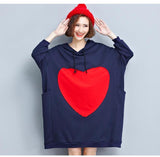 Oversize Graphic Printed Hooded Top Dress [Pre-Order] Color:  Blue - One Size