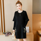 Plus-Size Embroidery Shift Dress