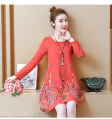 CNY Large Size Embroidery Dress