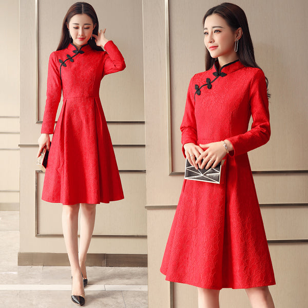 CNY Midi A-Line Cheongsam Dress