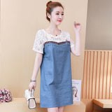 Plus-Size Shift Dress With Lace Trim