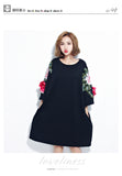 Oversize Embroidery Top Dress [Pre-Order] Color:  Black - One Size