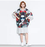Oversize Graphic Printed Flare Hem Dress [Pre-Order] Color:  Dark Blue - One Size