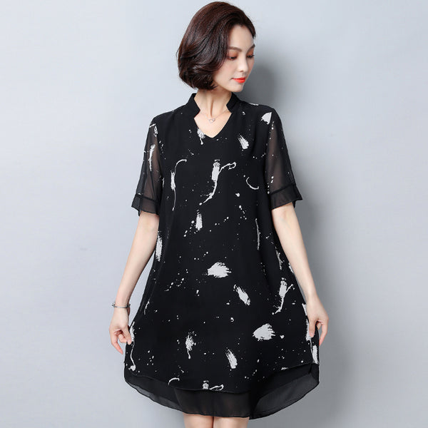Plus-Size Printed Chiffon Dress 572578697717#3899853583147 572578697717#3899853583145 572578697717#3899853583143 572578697717#3899853583141 572578697717#3899853583139