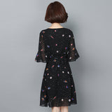 Plus-Size Ruffled Floral Chiffon Dress