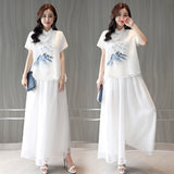 CNY Linen Pants & Cotton Embroidery Top Sets