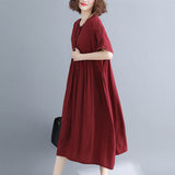 Plus-Size Loose Waist Pleated Dress