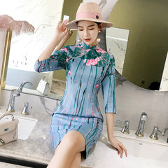 CNY Ethnic Floral Embroidered Cheongsam Dress