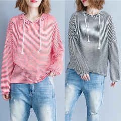 Striped Hooded Top