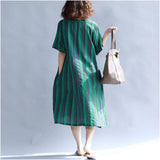 Plus-Size Vertical Stripes Dress