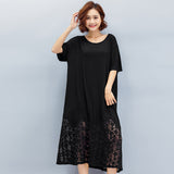 Oversize Lace Stitching Flare Hem Dress