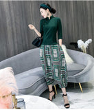 CNY Ethnic Cheongsam Tops With Harem Cropped Pant Sets