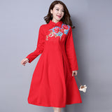 CNY Retro Style Embroidered Cheongsam Dress