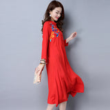 CNY Retro Style Embroidered Cheongsam Dress