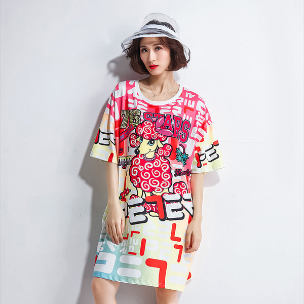 Oversize Graphic Printed Top Dress