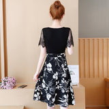 Plus-Size Front Tie Floral Chiffon Dress