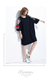 Oversize Embroidery Top Dress [Pre-Order] Color:  Black - One Size