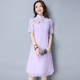 CNY Retro Style Embroidery Cheongsam Dress