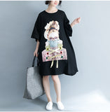 Oversize Graphic Printed Flare Top Dress [Pre-Order] Color:  Black - One Size