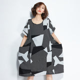 Oversize Irregular Printed Stripes Dress