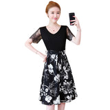 Plus-Size Front Tie Floral Chiffon Dress