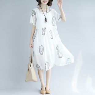 Plus-Size Pleated Loose Waist Dress