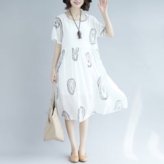 Plus-Size Pleated Loose Waist Dress