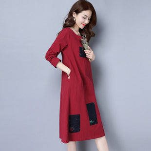 CNY Retro Style Ethnic Patches Dress