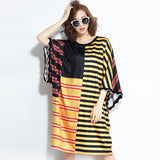 Oversize Printed Stripe Tops Dress