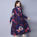 CNY Retro Style Floral Printed Dual Layer Dress