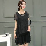 Plus-Size Dual Layer Chiffon Dress