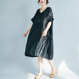 Plus-Size Line Printed Dress