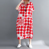Plus-Size Dotted Printed Loose Waist Dress