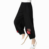 CNY Retro Embroidery Elastic Waist Pants