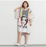 Oversize Graphic Printed Top Dress [Pre-Order] Color:  White - One Size