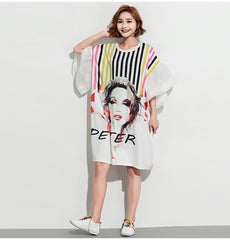 Oversize Graphic Printed Top Dress [Pre-Order] Color:  White - One Size