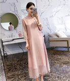 CNY Ethnic Style Chiffon Cheongsam Dress [Pre-Order] Color: Pink - Size: S-XL
