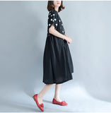 Oversize Dotted A-Line Flare Hem Dress [Pre-Order] Color:  Black - One Size