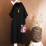 CNY Oversized Retro Embroidered Long Dress [Pre-Order] Color: Red/Black - Size: L-2XL 562812136751#3541099576017 562812136751#3541099576016 562812136751#3541099576015
