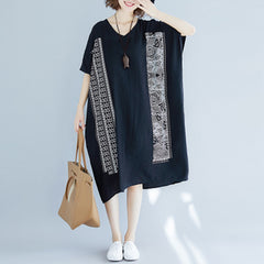 Plus-Size Geometric Print V-Neck Dress