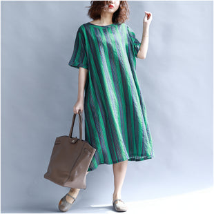 Plus-Size Vertical Stripes Dress