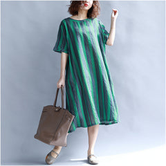 Plus-Size Vertical Stripes Dress