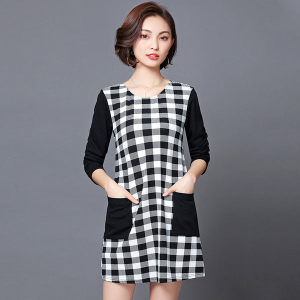 Plus-Size Checked Dress 563344551107#3713996899303 563344551107#3713996899301 563344551107#3713996899299 563344551107#3713996899309 563344551107#3713996899307 563344551107#3713996899305