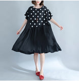 Oversize Dotted A-Line Flare Hem Dress [Pre-Order] Color:  Black - One Size