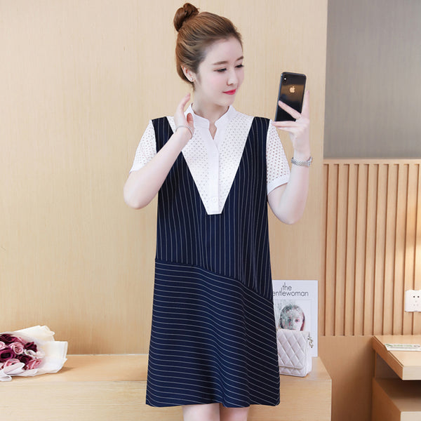 Plus-Size Thin Line Shirt Dress 571067079133#3858977426120 571067079133#3858977426121 571067079133#3858977426122 571067079133#3858977426123 571067079133#3858977426118 571067079133#3858977426119