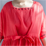 Plus-Size Floral Embellishment High-Waist Dress