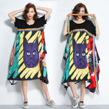 Oversize Irregular Abstract Printed Dress [Pre-Order] Color: Black/Blue - One Size 568259595012#3724242932652