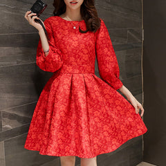 CNY Ethnic Floral Embroidered Cheongsam Dress