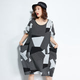 Oversize Irregular Printed Stripes Dress