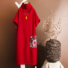 CNY Oversized Retro Embroidered Long Dress [Pre-Order] Color: Red/Black - Size: L-2XL 562812136751#3541099576019 562812136751#3541099576018 562812136751#3541099576020